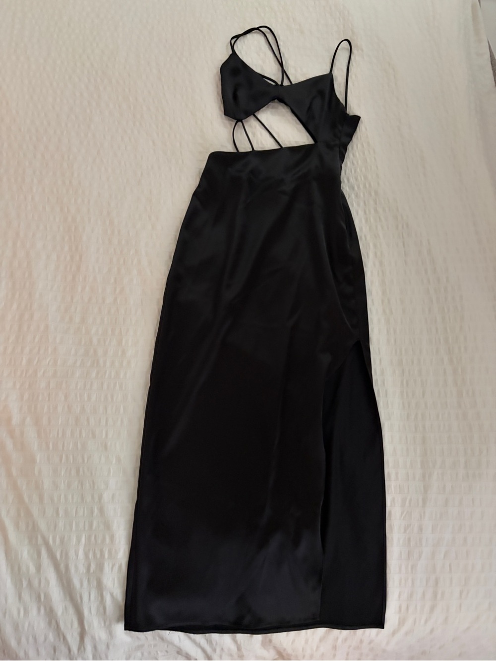 Zara Black Satin Backless Cutout Strappy Maxi Dress